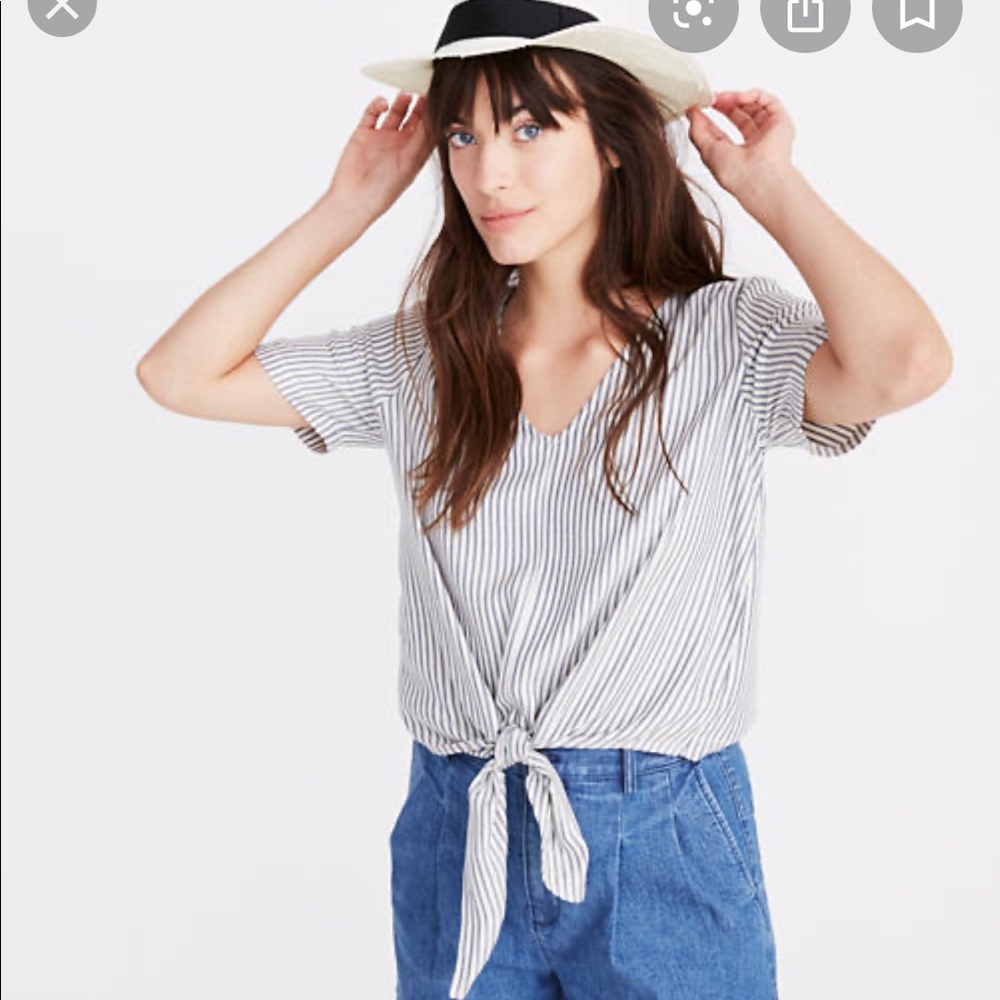 Madewell tie front striped top
